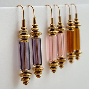 Gardena Glass Cylinder & Hematite Earrings