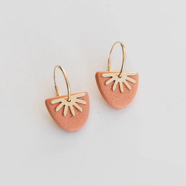 Peach Hoop Earrings , Handmade in the UK 